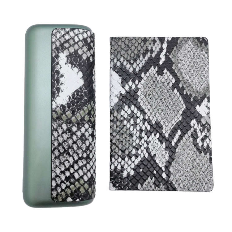 For IQOS ILUMA Prime PU Leather Electronic Cigarette Protective Case(Snake Pattern Grey White)