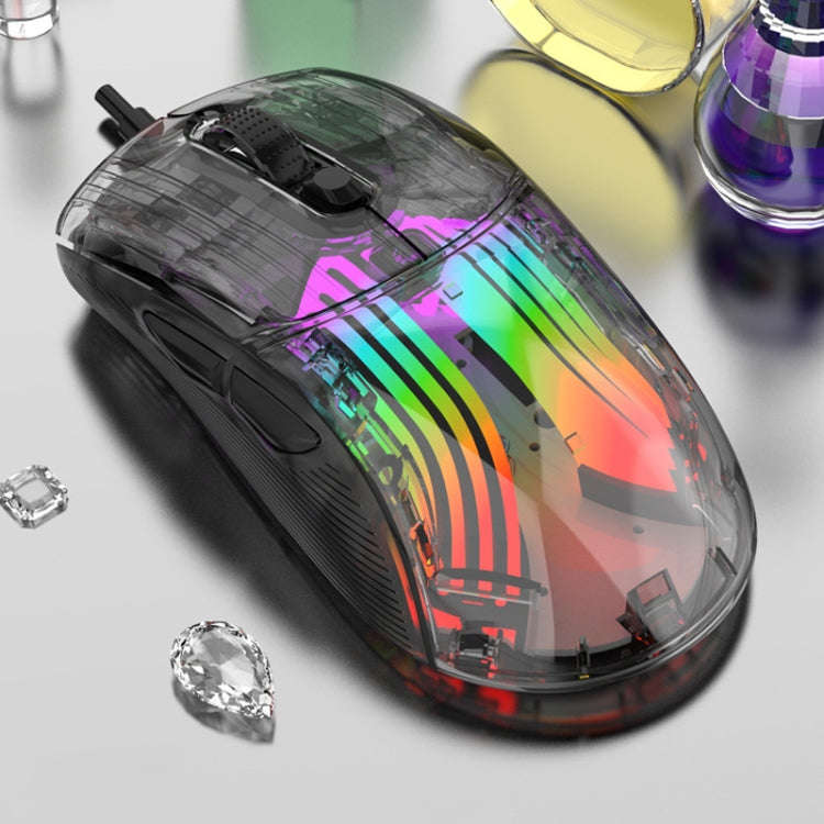 XUNFOX XYH20RGB Transparent 2400DPI RGB Light Wired Gaming Mouse, Cable Length: 1.2m(Black)