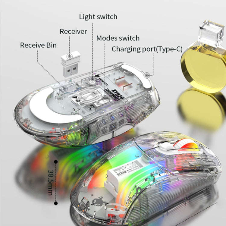 XUNFOX XYH20RGB Transparent 2400DPI RGB Light Wired Gaming Mouse, Cable Length: 1.2m(White)