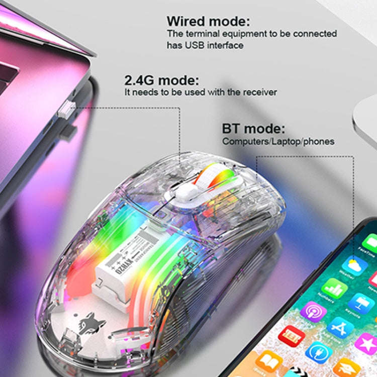 XUNFOX XYH20RGB Transparent 2400DPI RGB Light Wired Gaming Mouse, Cable Length: 1.2m(White)