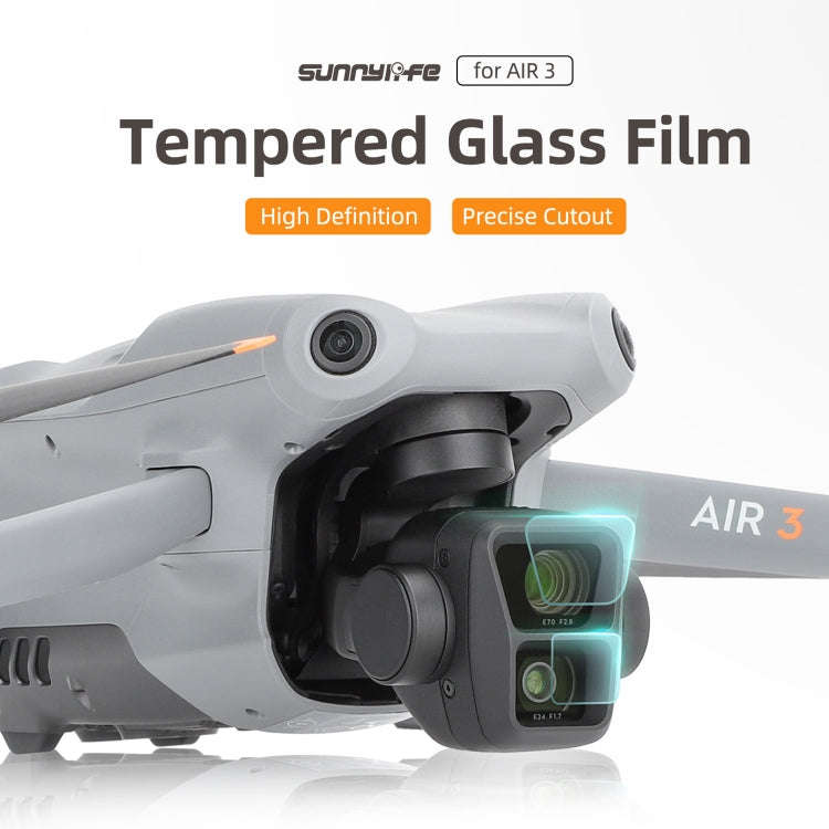For DJI Air 3 Sunnylife Lens Protector Tempered Glass Combo Protective Films, Quantity:2 Sets