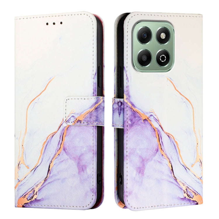 For Honor X6b PT003 Marble Pattern Flip Leather Phone Case(White Purple)