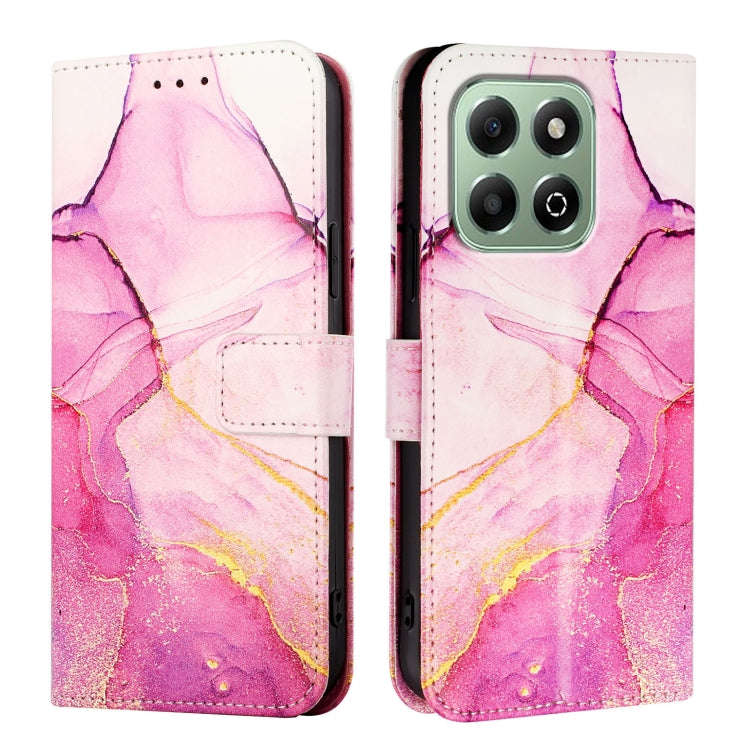 For Honor X6b PT003 Marble Pattern Flip Leather Phone Case(Pink Purple Gold)
