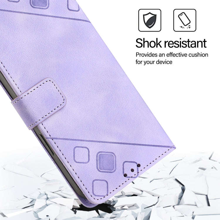 For Honor X6b Skin-feel Embossed Leather Phone Case(Light Purple)