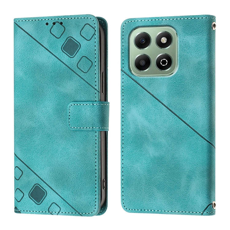 For Honor X6b Skin-feel Embossed Leather Phone Case(Green)
