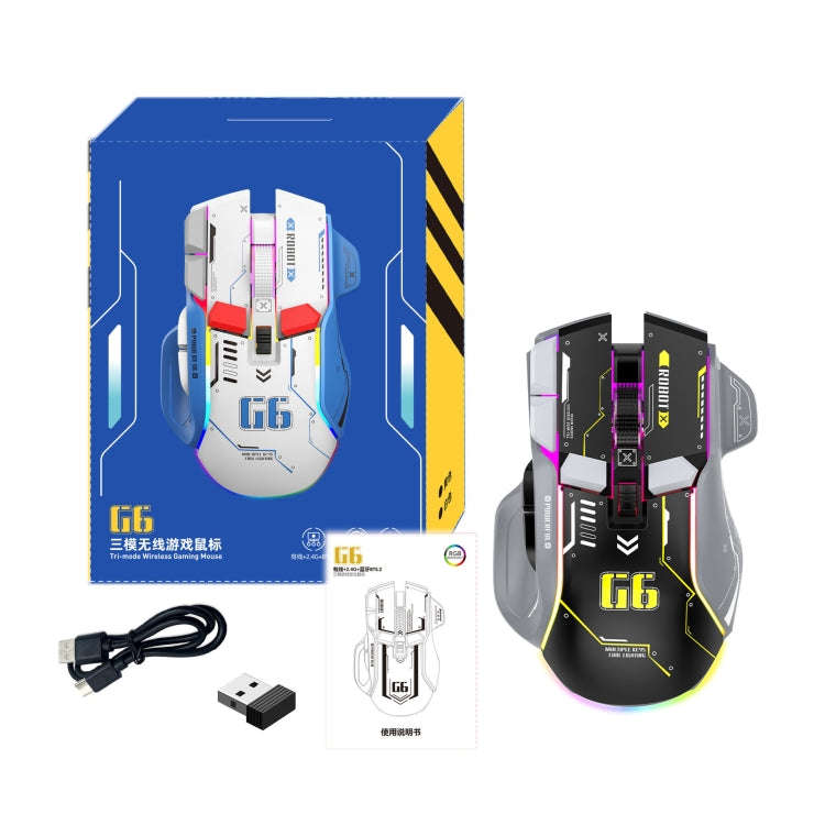 HXSJ G6 10 Keys RGB 12800DPI Tri-mode Wireless Gaming Mouse(Black)