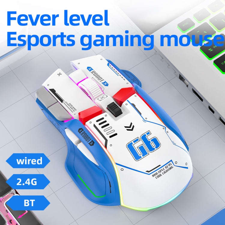 HXSJ G6 10 Keys RGB 12800DPI Tri-mode Wireless Gaming Mouse(Black)