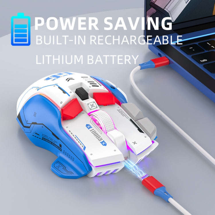 HXSJ G6 10 Keys RGB 12800DPI Tri-mode Wireless Gaming Mouse(White)