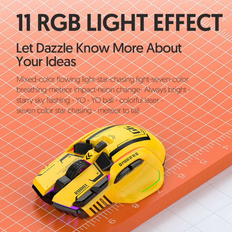 HXSJ G6 10 Keys RGB 12800DPI Tri-mode Wireless Gaming Mouse(Black)