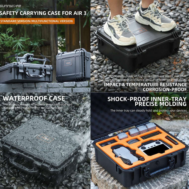 For DJI Air 3 Sunnylife Safety Carrying Case Large Capacity Waterproof Shock-proof Hard Travel Ca...