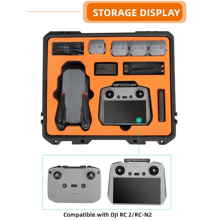 For DJI Air 3 Sunnylife Safety Carrying Case Large Capacity Waterproof Shock-proof Hard Travel Ca...