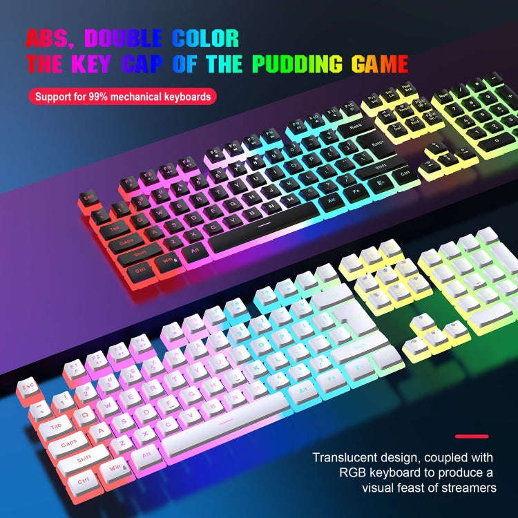 HXSJ L200 Wired RGB Backlit Keyboard 104 Pudding Key Caps(Black)