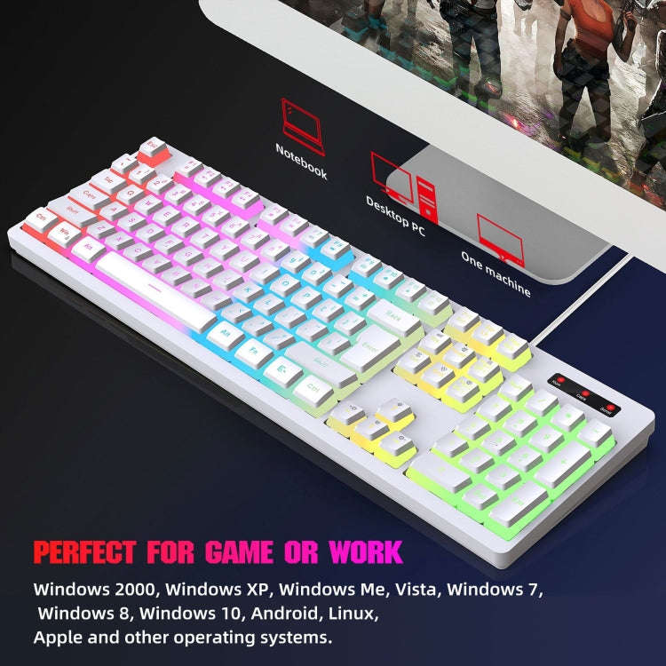 HXSJ L200 Wired RGB Backlit Keyboard 104 Pudding Key Caps(Black)