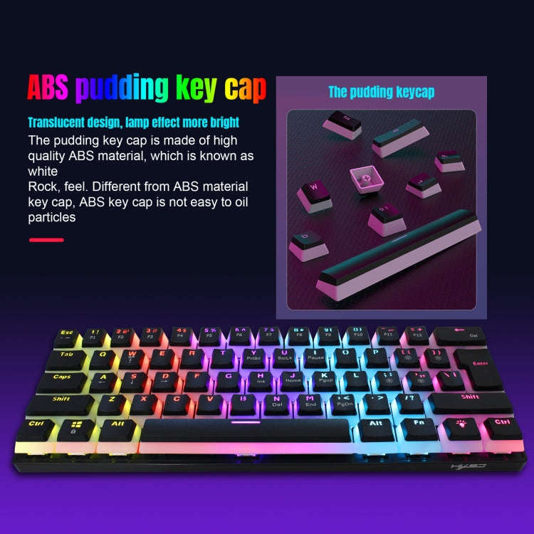 HXSJ L700 Wired RGB Mechanical Keyboard 61 Pudding Key Caps(Black)