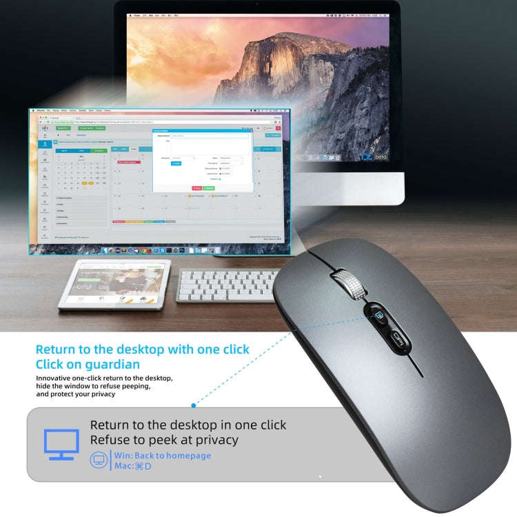 HXSJ M103 1600DPI Dual Mode 2.4GHz + Bluetooth 5.1 Wireless Rechargeable Mouse(Silver)