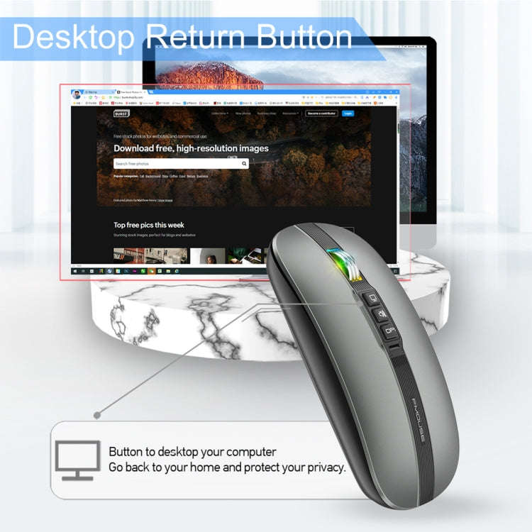 HXSJ M113 2400DPI Dual Mode 2.4GHz + Bluetooth 5.1 Wireless Mouse(Metallic Grey)