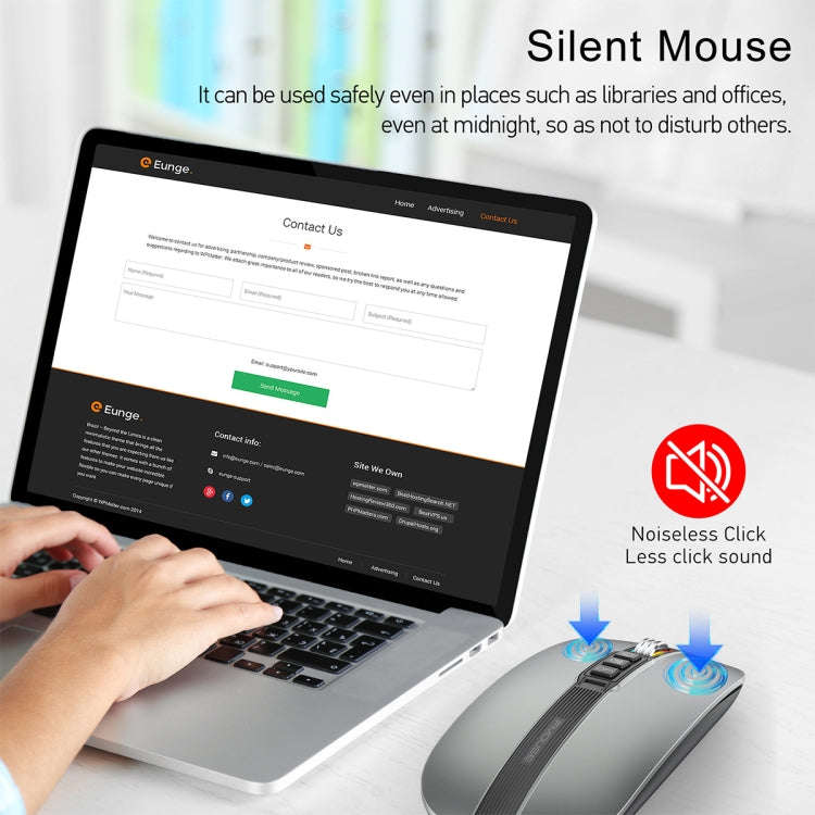 HXSJ M113 2400DPI Dual Mode 2.4GHz + Bluetooth 5.1 Wireless Mouse(Metallic Grey)