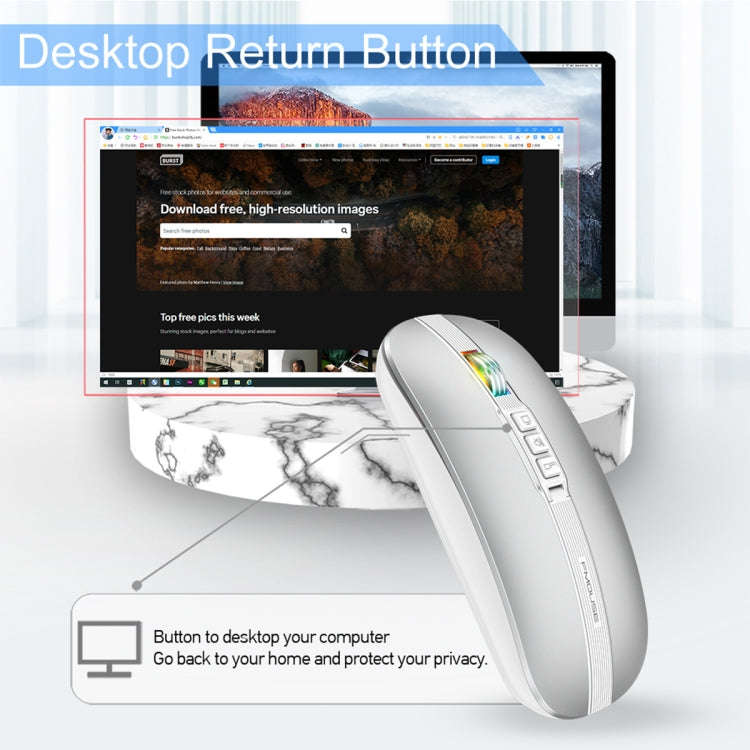 HXSJ M113 2400DPI Dual Mode 2.4GHz + Bluetooth 5.1 Wireless Mouse(Space Silver)