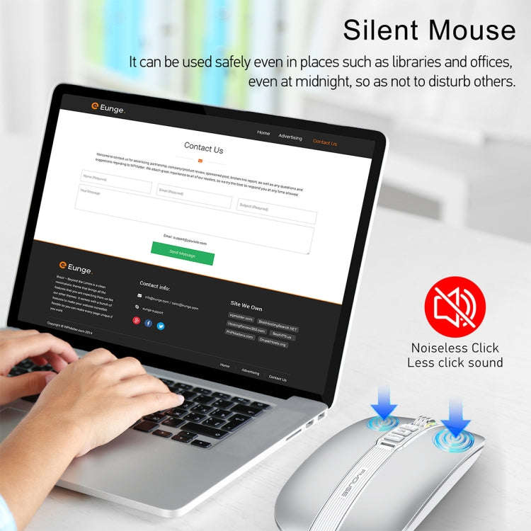 HXSJ M113 2400DPI Dual Mode 2.4GHz + Bluetooth 5.1 Wireless Mouse(Space Silver)