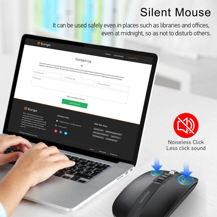 HXSJ M113 2400DPI Dual Mode 2.4GHz + Bluetooth 5.1 Wireless Mouse(Matte Black)