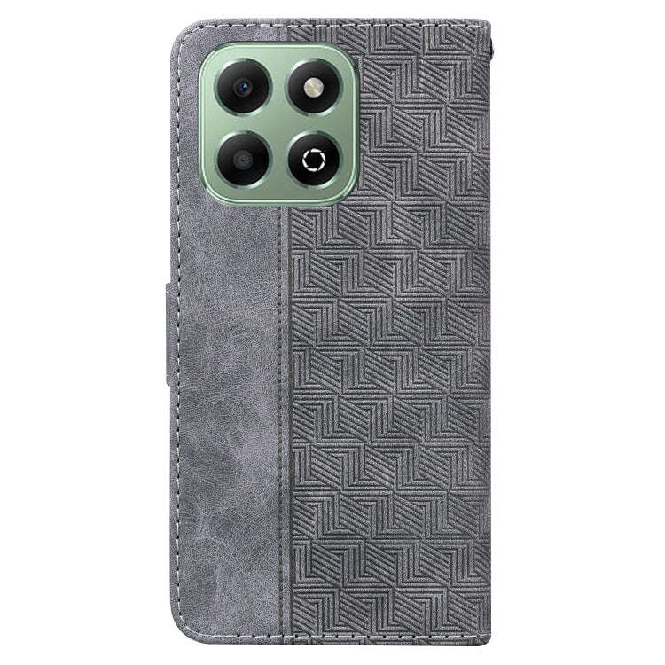For Honor X6b Geometric Embossed Leather Phone Case(Grey)