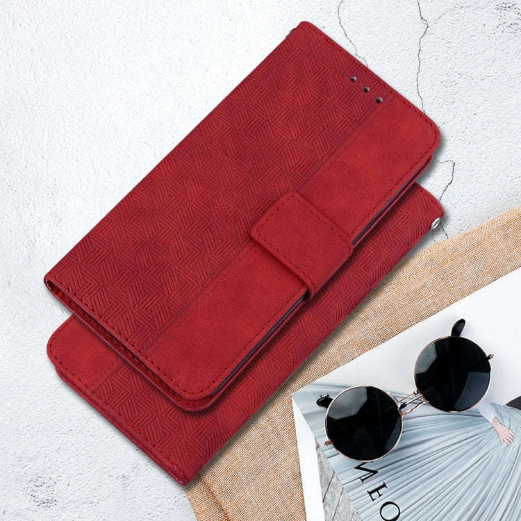 For Honor X6b Geometric Embossed Leather Phone Case(Red)