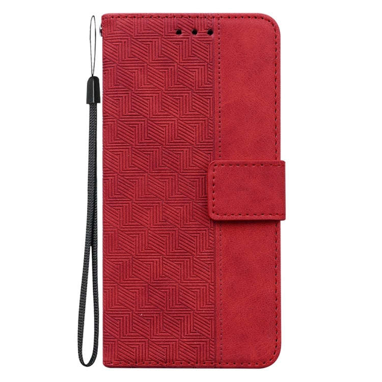 For Honor X6b Geometric Embossed Leather Phone Case(Red)
