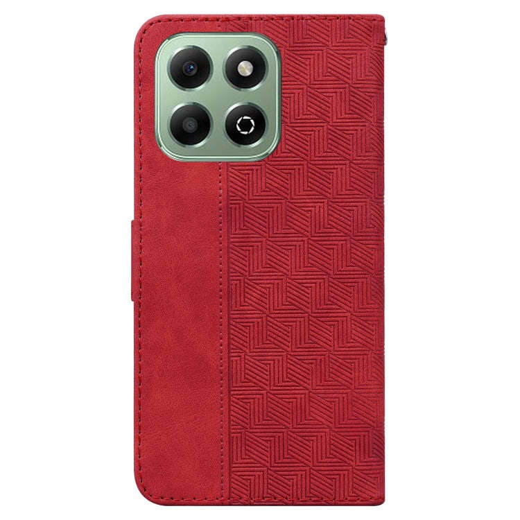 For Honor X6b Geometric Embossed Leather Phone Case(Red)
