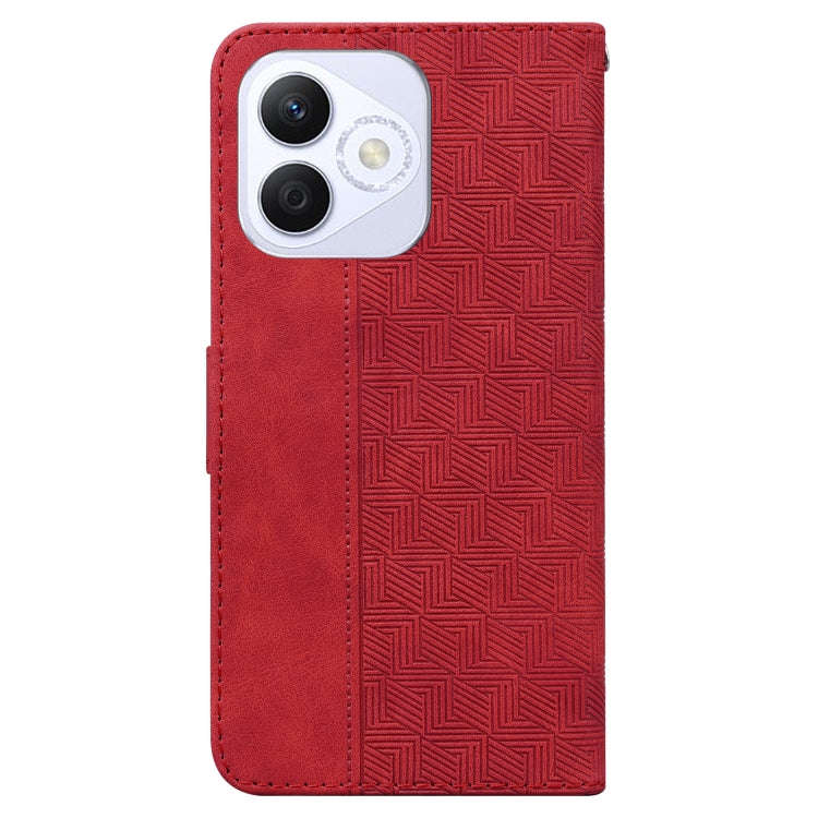 For Honor X60i Geometric Embossed Leather Phone Case(Red)