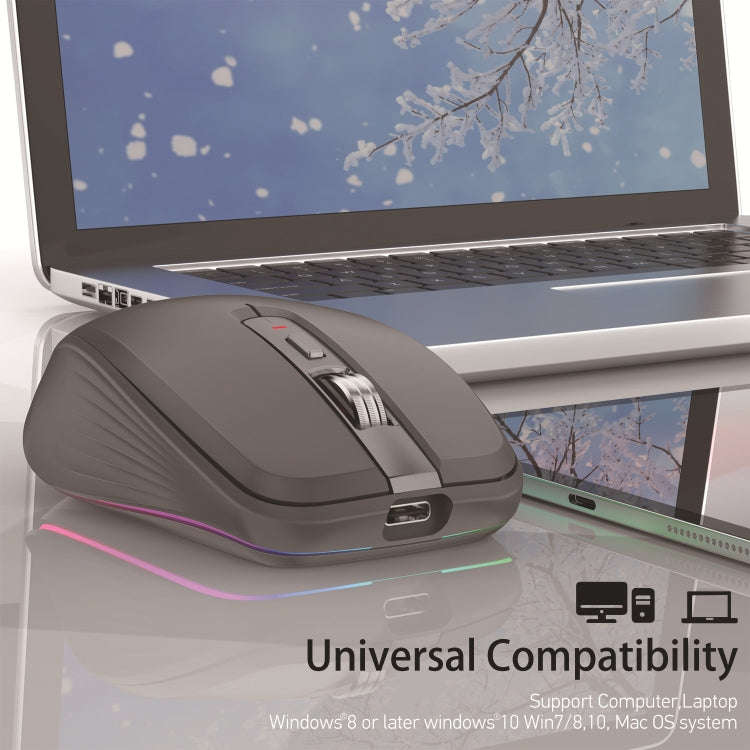 HXSJ M303 2400DPI Dual Mode 2.4GHz + Bluetooth 5.1 Wireless Mouse(Black)