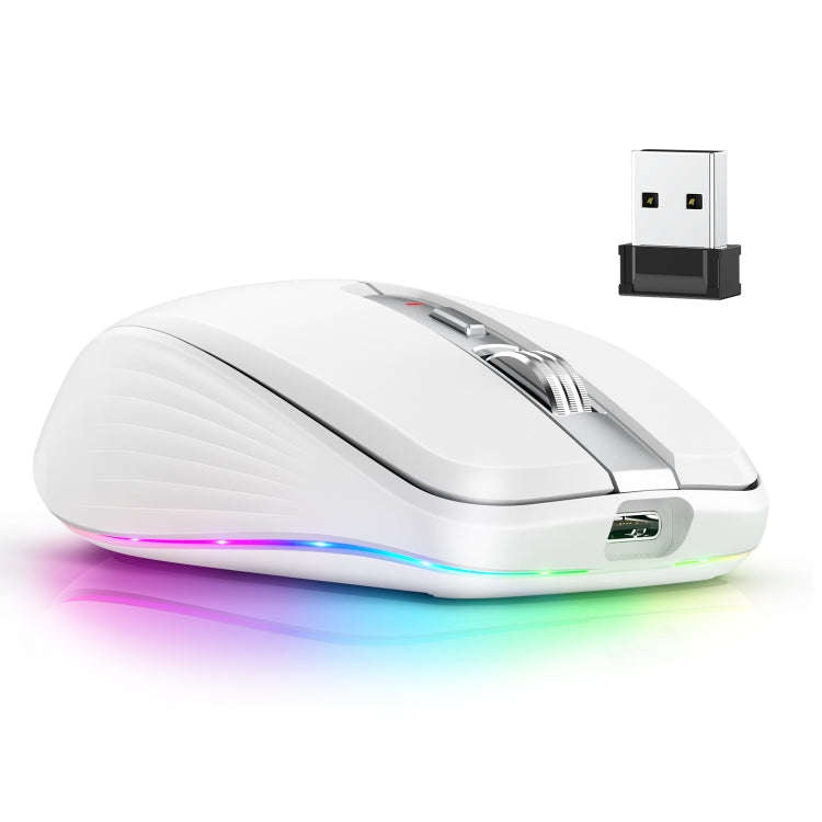HXSJ M303 2400DPI Dual Mode 2.4GHz + Bluetooth 5.1 Wireless Mouse(White)