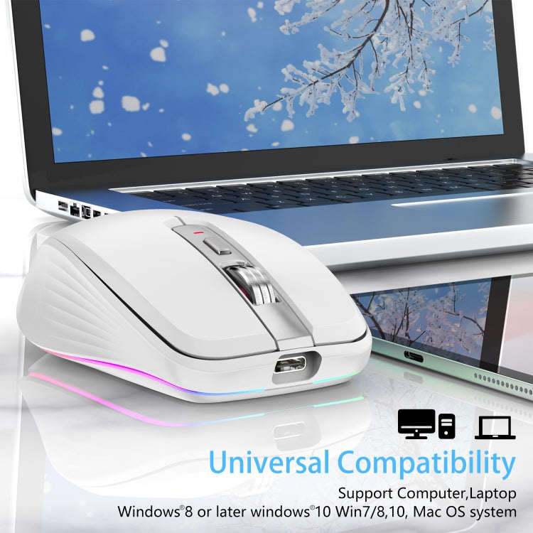 HXSJ M303 2400DPI Dual Mode 2.4GHz + Bluetooth 5.1 Wireless Mouse(White)