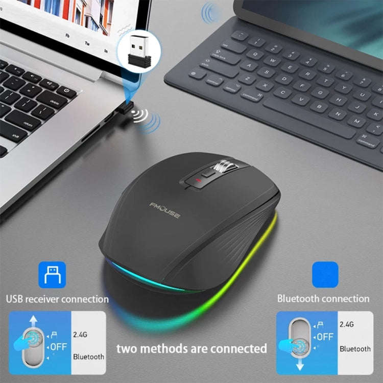 HXSJ M303 2400DPI Dual Mode 2.4GHz + Bluetooth 5.1 Wireless Mouse(White)