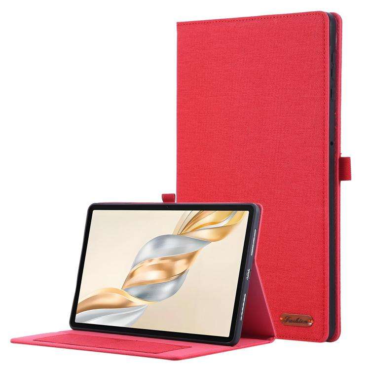 For Honor Pad X9a Fabric Texture Horizontal Flip Leather Tablet Case(Red)