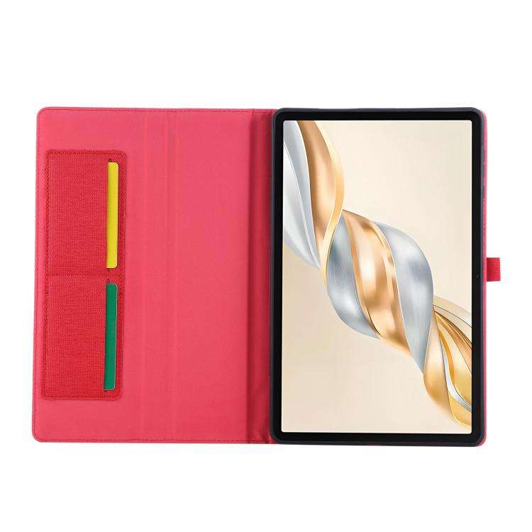 For Honor Pad X9a Fabric Texture Horizontal Flip Leather Tablet Case(Red)