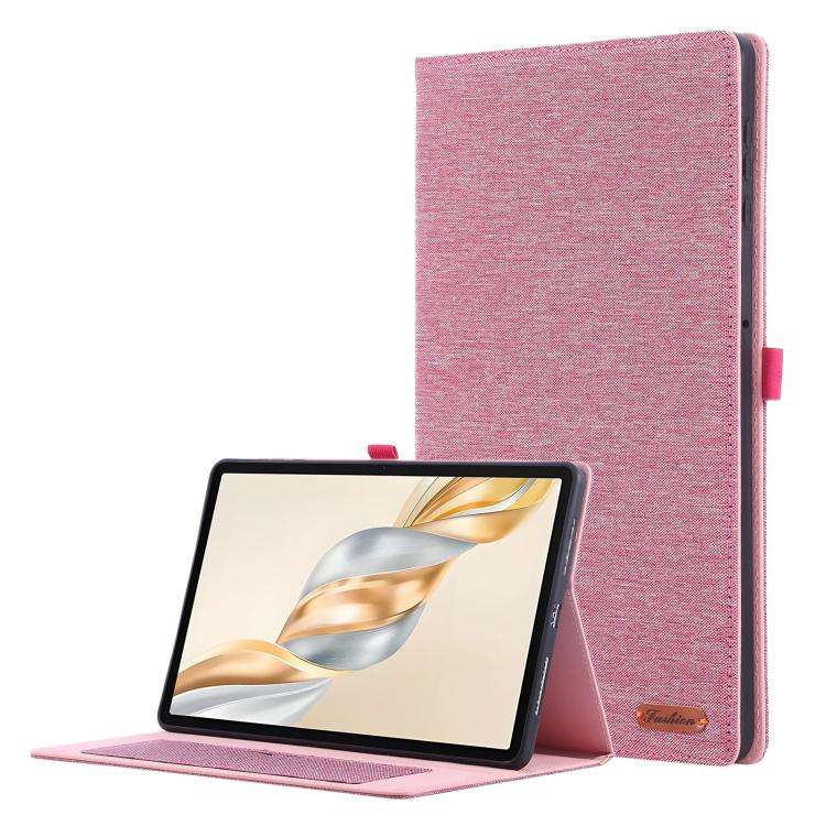 For Honor Pad X9a Fabric Texture Horizontal Flip Leather Tablet Case(Rose Red)