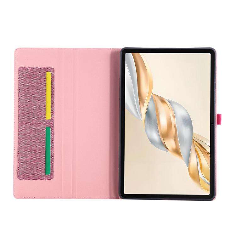 For Honor Pad X9a Fabric Texture Horizontal Flip Leather Tablet Case(Rose Red)