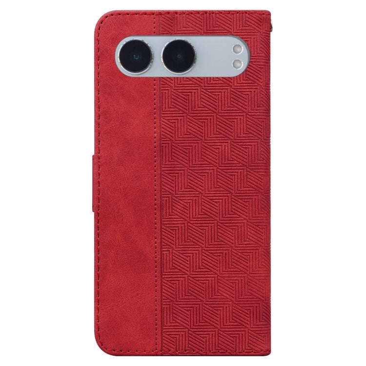 For OnePlus Nord 4 Geometric Embossed Leather Phone Case(Red)