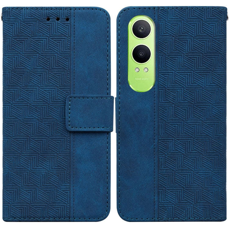 For OnePlus Nord CE4 Lite Geometric Embossed Leather Phone Case(Blue)
