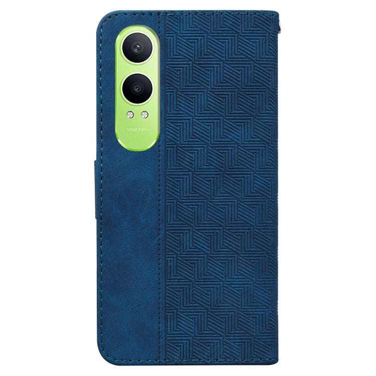 For OnePlus Nord CE4 Lite Geometric Embossed Leather Phone Case(Blue)