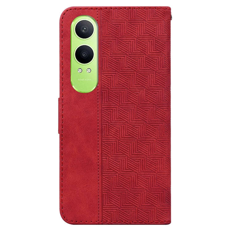 For OnePlus Nord CE4 Lite Geometric Embossed Leather Phone Case(Red)