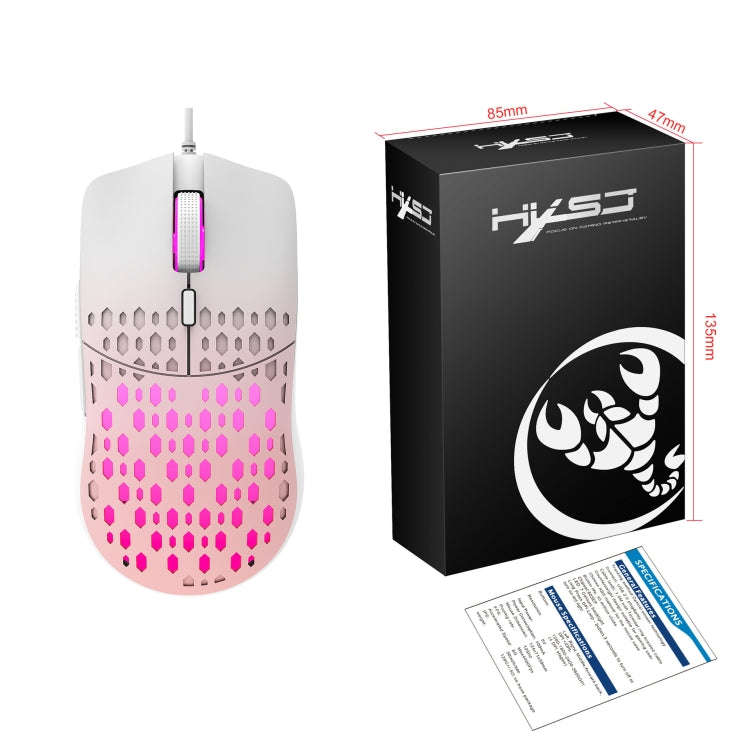 HXSJ S500 3600DPI Colorful Luminous Wired Mouse, Cable Length: 1.5m(Pink)