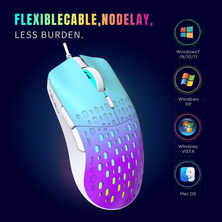 HXSJ S500 3600DPI Colorful Luminous Wired Mouse, Cable Length: 1.5m(Pink)