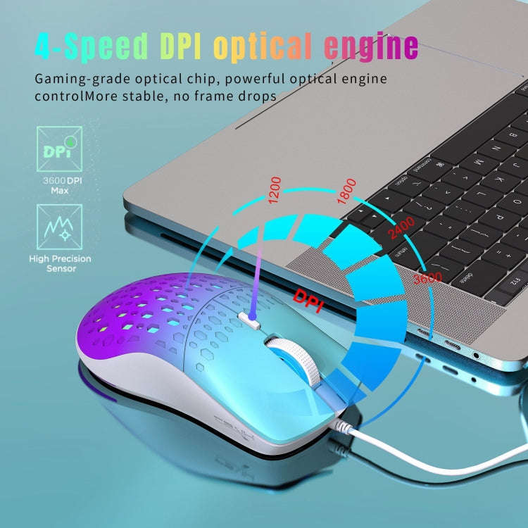 HXSJ S500 3600DPI Colorful Luminous Wired Mouse, Cable Length: 1.5m(Pink)