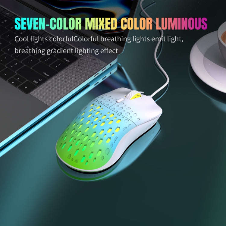 HXSJ S500 3600DPI Colorful Luminous Wired Mouse, Cable Length: 1.5m(Pink)