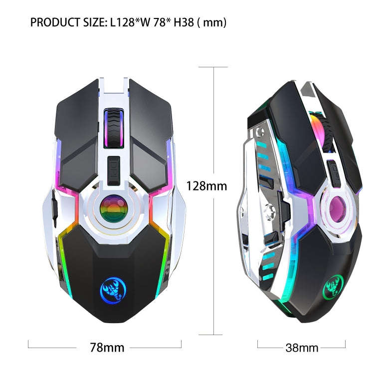 HXSJ T30 2400DPI RGB 2.4GHz Wireless Mouse(Black)