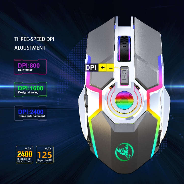 HXSJ T30 2400DPI RGB 2.4GHz Wireless Mouse(Black)