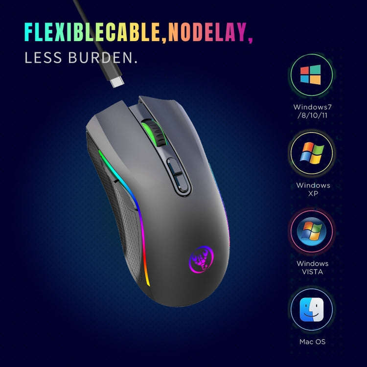 HXSJ T69 4800DPI RGB 2.4GHz Wireless Mouse(Black)