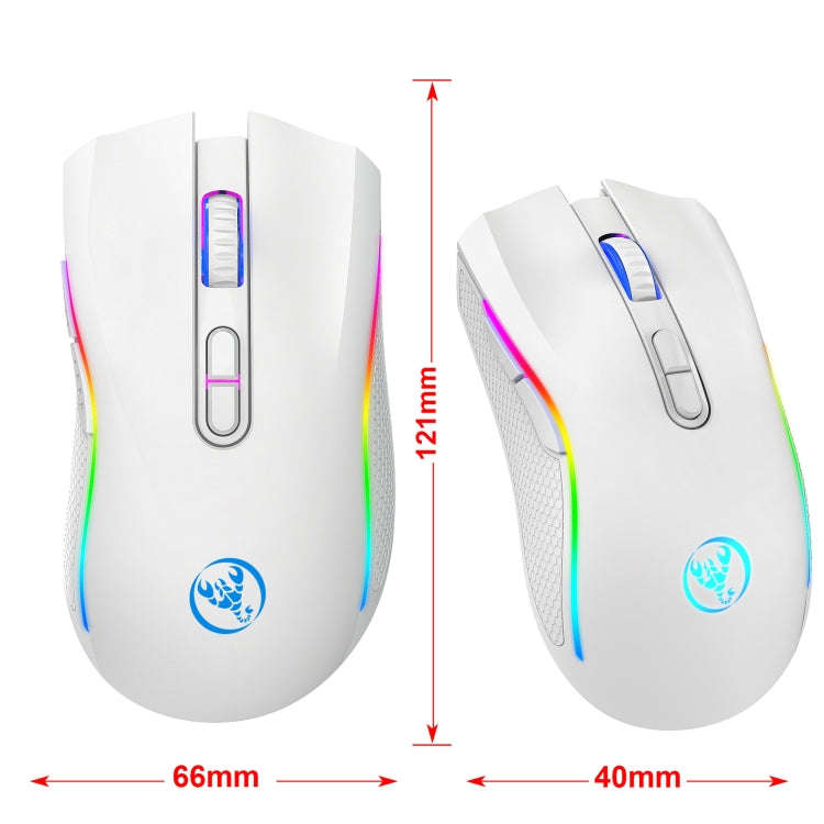 HXSJ T69 4800DPI RGB 2.4GHz Wireless Mouse(White)