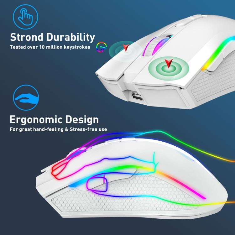 HXSJ T69 4800DPI RGB 2.4GHz Wireless Mouse(White)